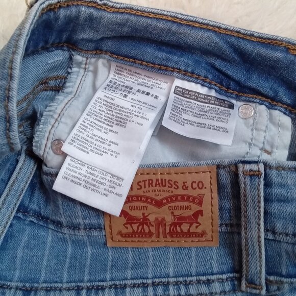 Levi's 721 Woman's Blue Stripes High Rise Skinny Denim Jeans Size: 26 - Picture 8 of 10